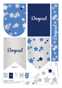 printable doopsel 'ster jongen' - vlaggetjes